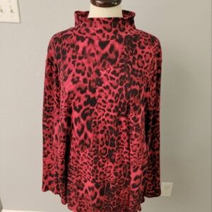 Chicos  red and black leopard print top